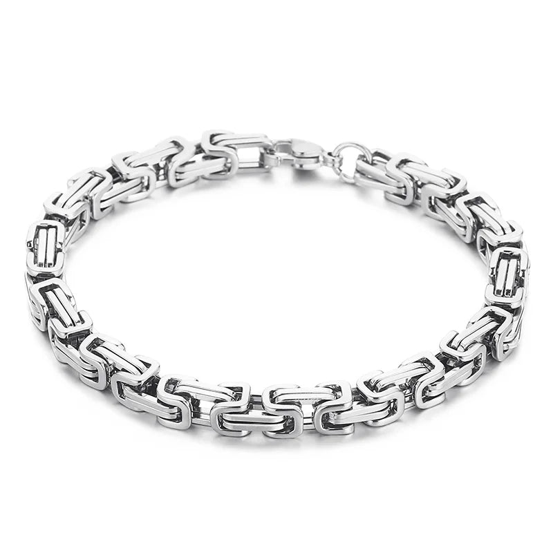 Byzantium Bracelet For Men Stainless Steel Chain Bracelets Available in 6mm and 8mm.
