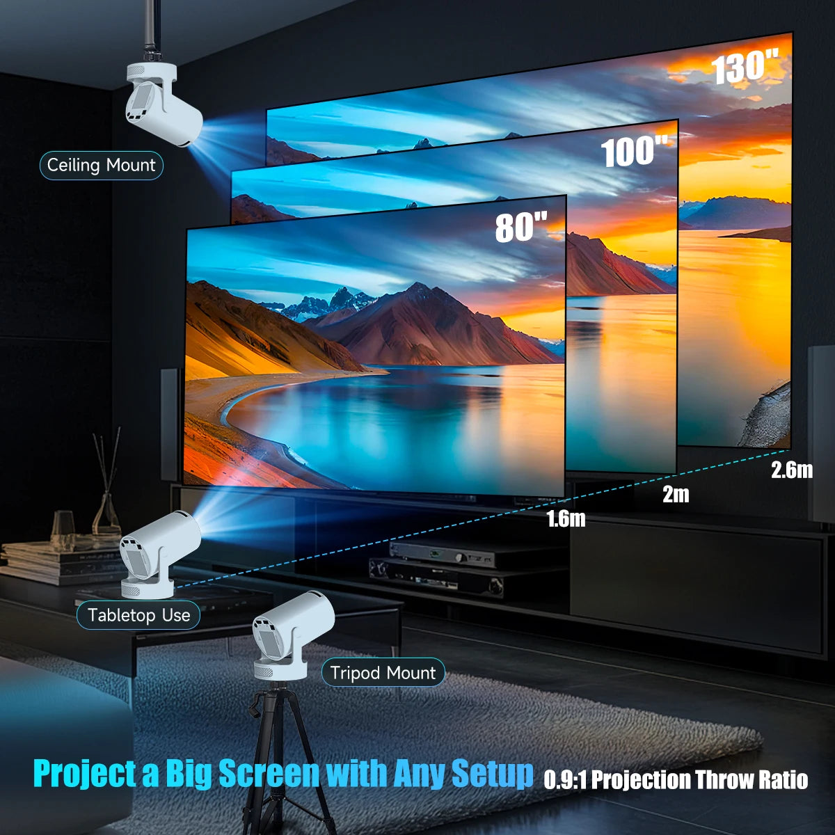 Magcubic HY300 Pro Projector HD. With 5W Speaker, Android 11, 8000 Lumens, WiFi 6 and BT5.4.