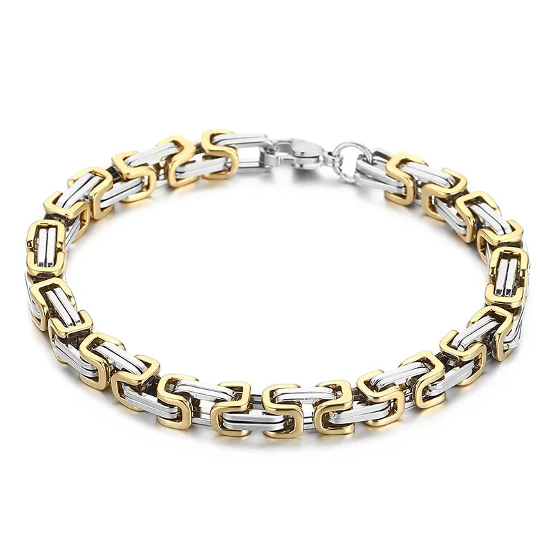 Byzantium Bracelet For Men Stainless Steel Chain Bracelets Available in 6mm and 8mm.