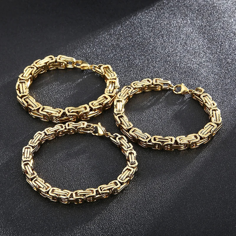 Byzantium Bracelet For Men Stainless Steel Chain Bracelets Available in 6mm and 8mm.
