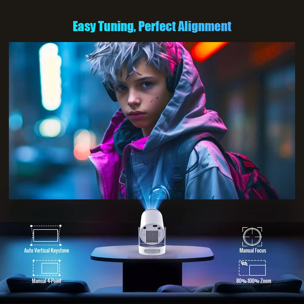Magcubic HY300 Pro Projector HD. With 5W Speaker, Android 11, 8000 Lumens, WiFi 6 and BT5.4.