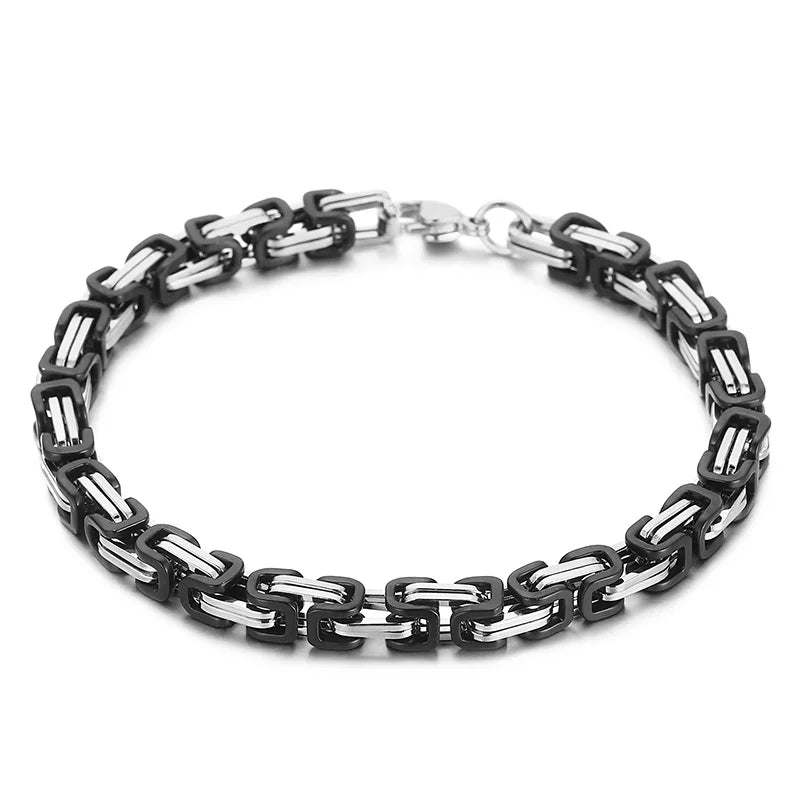 Byzantium Bracelet For Men Stainless Steel Chain Bracelets Available in 6mm and 8mm.