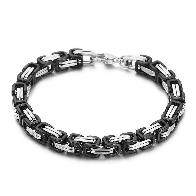 Byzantium Bracelet For Men Stainless Steel Chain Bracelets Available in 6mm and 8mm.
