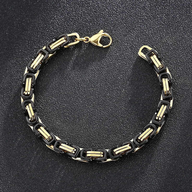 Byzantium Bracelet For Men Stainless Steel Chain Bracelets Available in 6mm and 8mm.