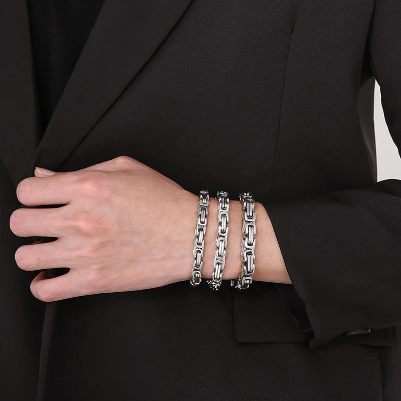 Byzantium Bracelet For Men Stainless Steel Chain Bracelets Available in 6mm and 8mm.