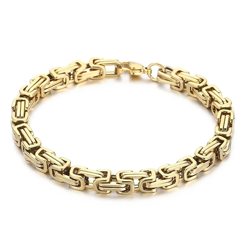 Byzantium Bracelet For Men Stainless Steel Chain Bracelets Available in 6mm and 8mm.
