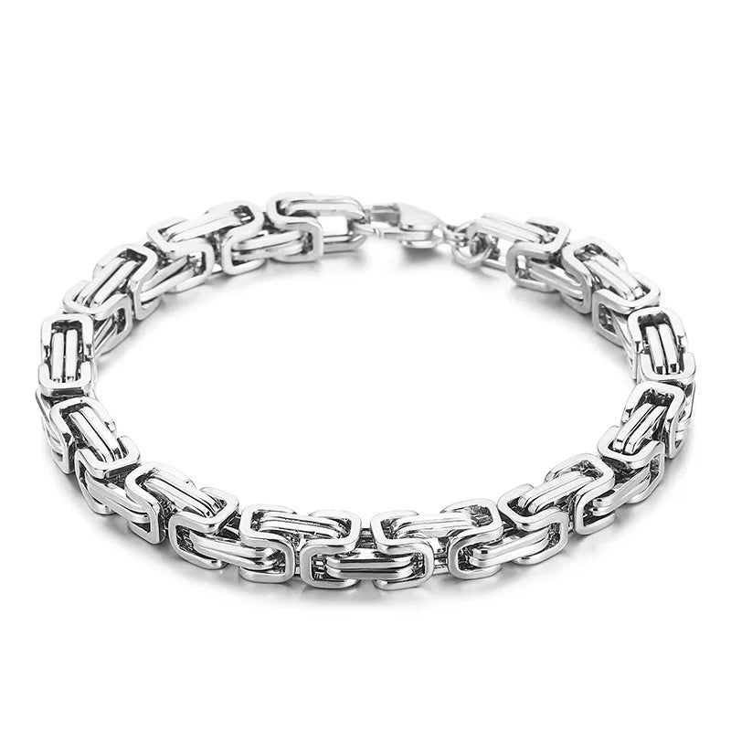 Byzantium Bracelet For Men Stainless Steel Chain Bracelets Available in 6mm and 8mm.