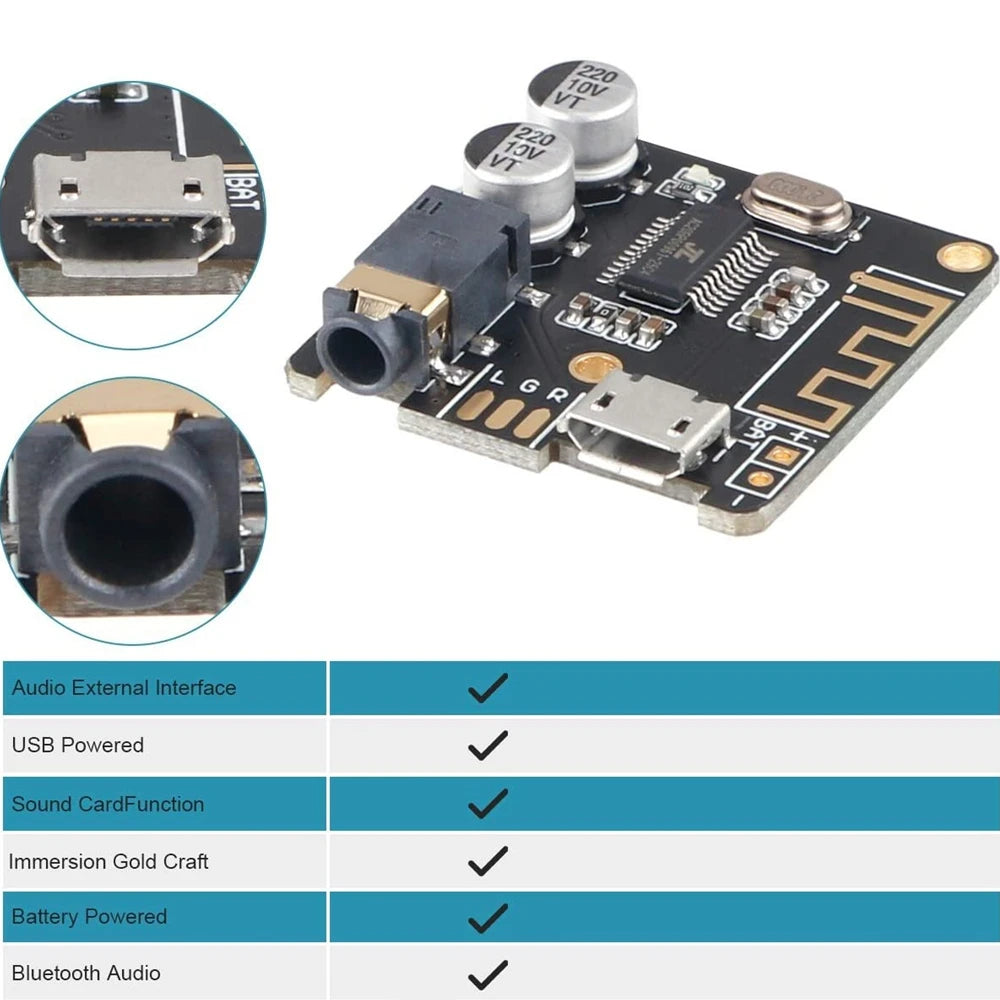 5.0 Bluetooth Audio MP3 Receiver Board Stereo Support