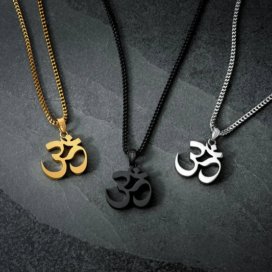 Stainless Steel Om Necklaces 50cm Chain